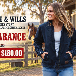 New Burke & Wills Sturt Ladies 9 Oz Oilskin Classic Bomber Jacket